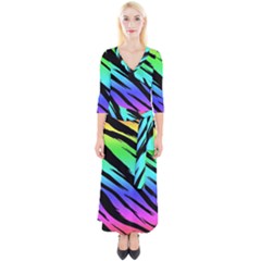 Quarter Sleeve Wrap Maxi Dress 