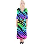 Rainbow Tiger Quarter Sleeve Wrap Maxi Dress
