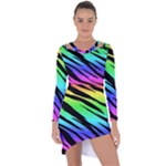 Rainbow Tiger Asymmetric Cut-Out Shift Dress