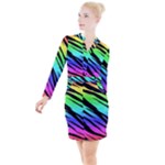 Rainbow Tiger Button Long Sleeve Dress