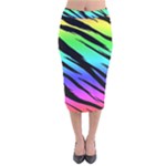 Rainbow Tiger Velvet Midi Pencil Skirt