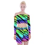 Rainbow Tiger Off Shoulder Top with Mini Skirt Set