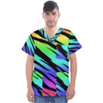 Rainbow Tiger Men s V-Neck Scrub Top
