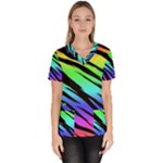 Rainbow Tiger Women s V-Neck Scrub Top
