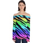 Rainbow Tiger Off Shoulder Long Sleeve Top
