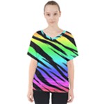 Rainbow Tiger V-Neck Dolman Drape Top