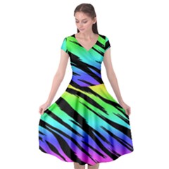 Rainbow Tiger Cap Sleeve Wrap Front Dress from ArtsNow.com