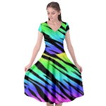 Rainbow Tiger Cap Sleeve Wrap Front Dress