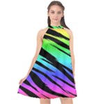 Rainbow Tiger Halter Neckline Chiffon Dress 