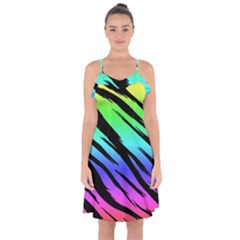 Rainbow Tiger Ruffle Detail Chiffon Dress from ArtsNow.com