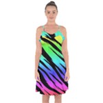 Rainbow Tiger Ruffle Detail Chiffon Dress