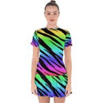 Rainbow Tiger Drop Hem Mini Chiffon Dress