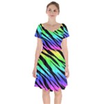 Rainbow Tiger Short Sleeve Bardot Dress