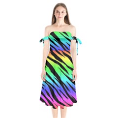 Shoulder Tie Bardot Midi Dress 