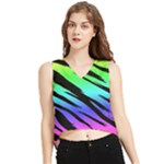 Rainbow Tiger V-Neck Cropped Tank Top