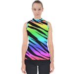 Rainbow Tiger Mock Neck Shell Top