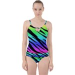 Rainbow Tiger Cut Out Top Tankini Set