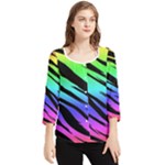 Rainbow Tiger Chiffon Quarter Sleeve Blouse