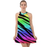 Rainbow Tiger Halter Tie Back Chiffon Dress