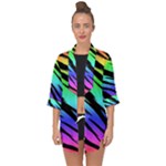 Rainbow Tiger Open Front Chiffon Kimono