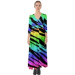 Rainbow Tiger Button Up Boho Maxi Dress