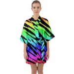 Rainbow Tiger Half Sleeve Satin Kimono 