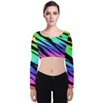 Rainbow Tiger Velvet Long Sleeve Crop Top