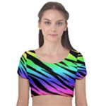 Rainbow Tiger Velvet Short Sleeve Crop Top 