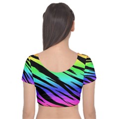 Velvet Short Sleeve Crop Top  