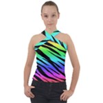 Rainbow Tiger Cross Neck Velour Top