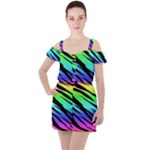 Rainbow Tiger Ruffle Cut Out Chiffon Playsuit