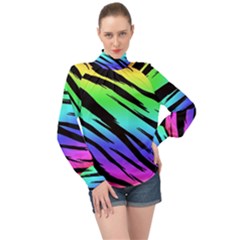High Neck Long Sleeve Chiffon Top 