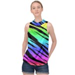 Rainbow Tiger High Neck Satin Top