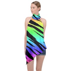 Halter Asymmetric Satin Top 