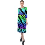 Rainbow Tiger Ruffle End Midi Chiffon Dress