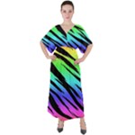 Rainbow Tiger V-Neck Boho Style Maxi Dress