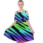 Rainbow Tiger Cut Out Shoulders Chiffon Dress