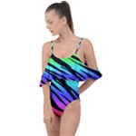 Rainbow Tiger Drape Piece Swimsuit