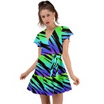 Rainbow Tiger Flutter Sleeve Wrap Dress