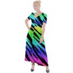 Rainbow Tiger Button Up Short Sleeve Maxi Dress