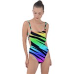 Rainbow Tiger Tie Strap One Piece Swimsuit