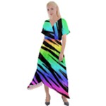 Rainbow Tiger Cross Front Sharkbite Hem Maxi Dress