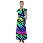 Rainbow Tiger Flutter Sleeve Maxi Dress