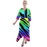 Rainbow Tiger Quarter Sleeve Wrap Front Maxi Dress