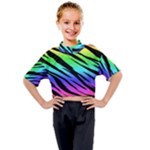 Rainbow Tiger Kids Mock Neck Tee