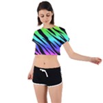 Rainbow Tiger Tie Back Short Sleeve Crop Tee