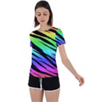 Rainbow Tiger Back Circle Cutout Sports Tee