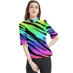 Rainbow Tiger Frill Neck Blouse