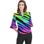 Rainbow Tiger Loose Horn Sleeve Chiffon Blouse