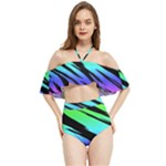 Rainbow Tiger Halter Flowy Bikini Set 